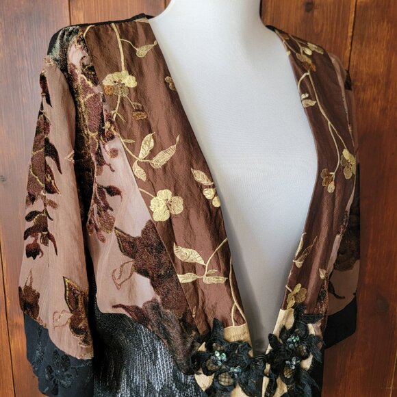Vintage Spencer Alexis S/M Burnout Velvet Silk Lace Jacket Whimsigoth Boho Glam - Picture 5 of 12